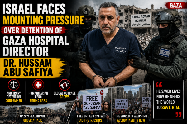 Israel Faces Mounting Pressure Over Detention of Gaza Hospital Director Dr. Hussam Abu Safiya