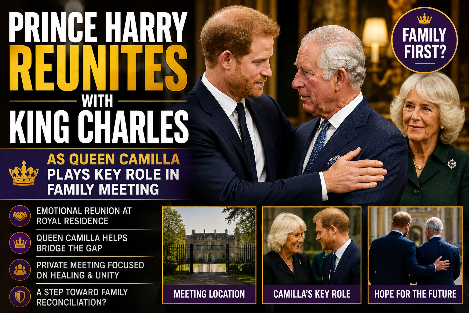 Prince Harry Reunites with King Charles as Queen Camilla Plays Key Role in Family Meeting