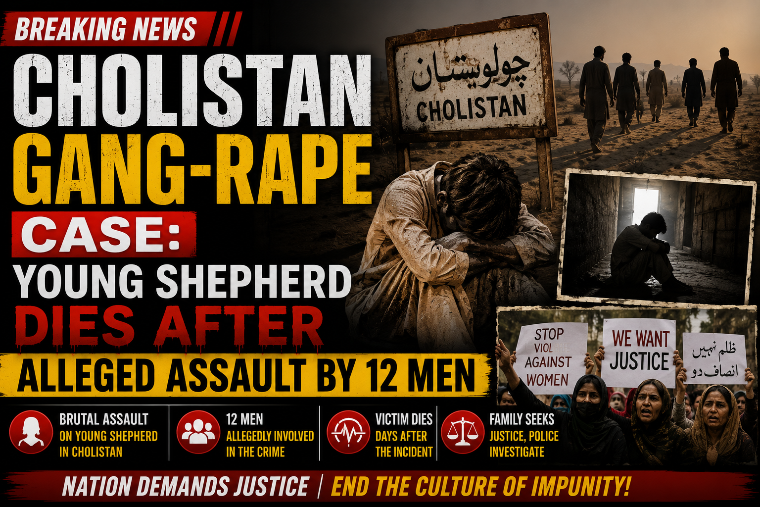 Cholistan Gang-Rape Case: Young Shepherd Dies After Alleged Assault by 12 Men