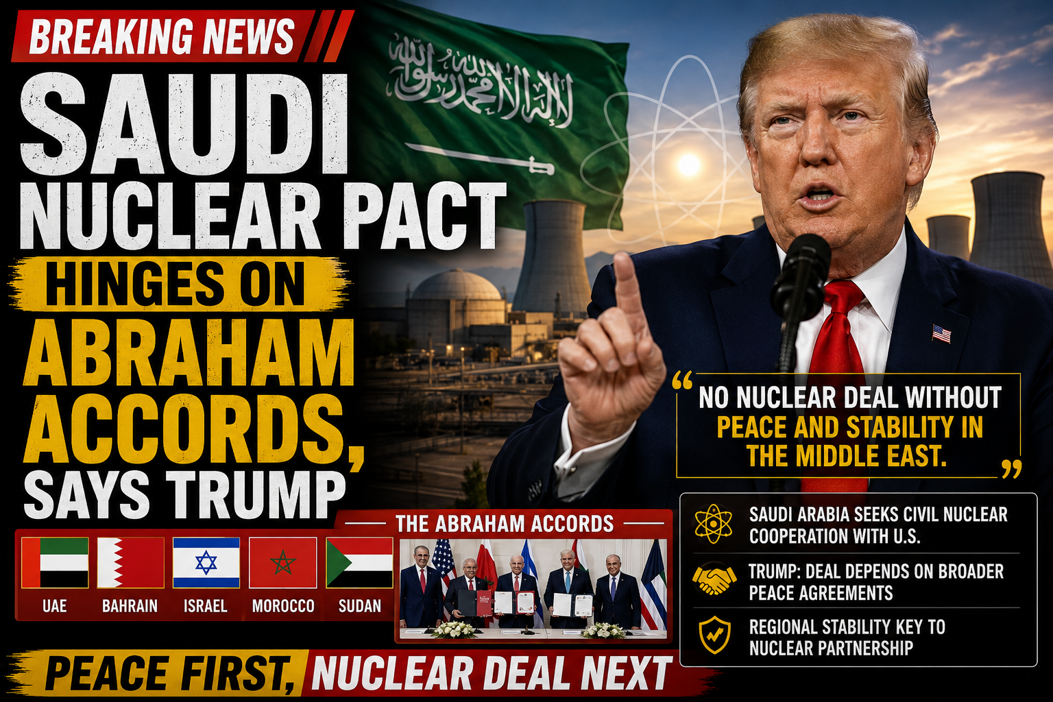 Saudi Nuclear Pact Hinges on Abraham Accords, Says Trump